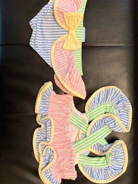 Classic Whimsy colorblock sibling matching bathing suits